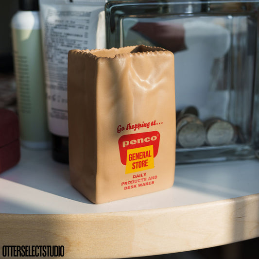 Penco Brown Bag Stand 牛皮紙袋造型收納架/花瓶/筆筒